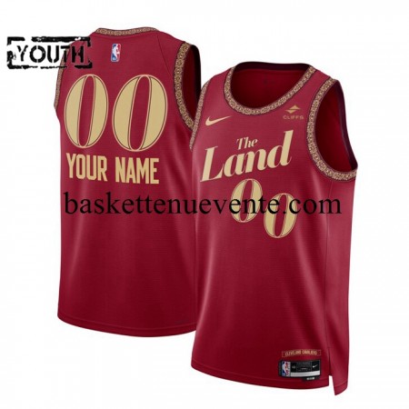 Maillot Basket Cleveland Cavaliers Personnalisé 2023-2024 Nike City Edition Rouge Swingman - Enfant